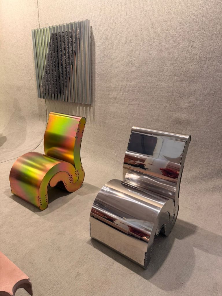 Collectible metal chair design showcased at SP-Arte São Paulo
