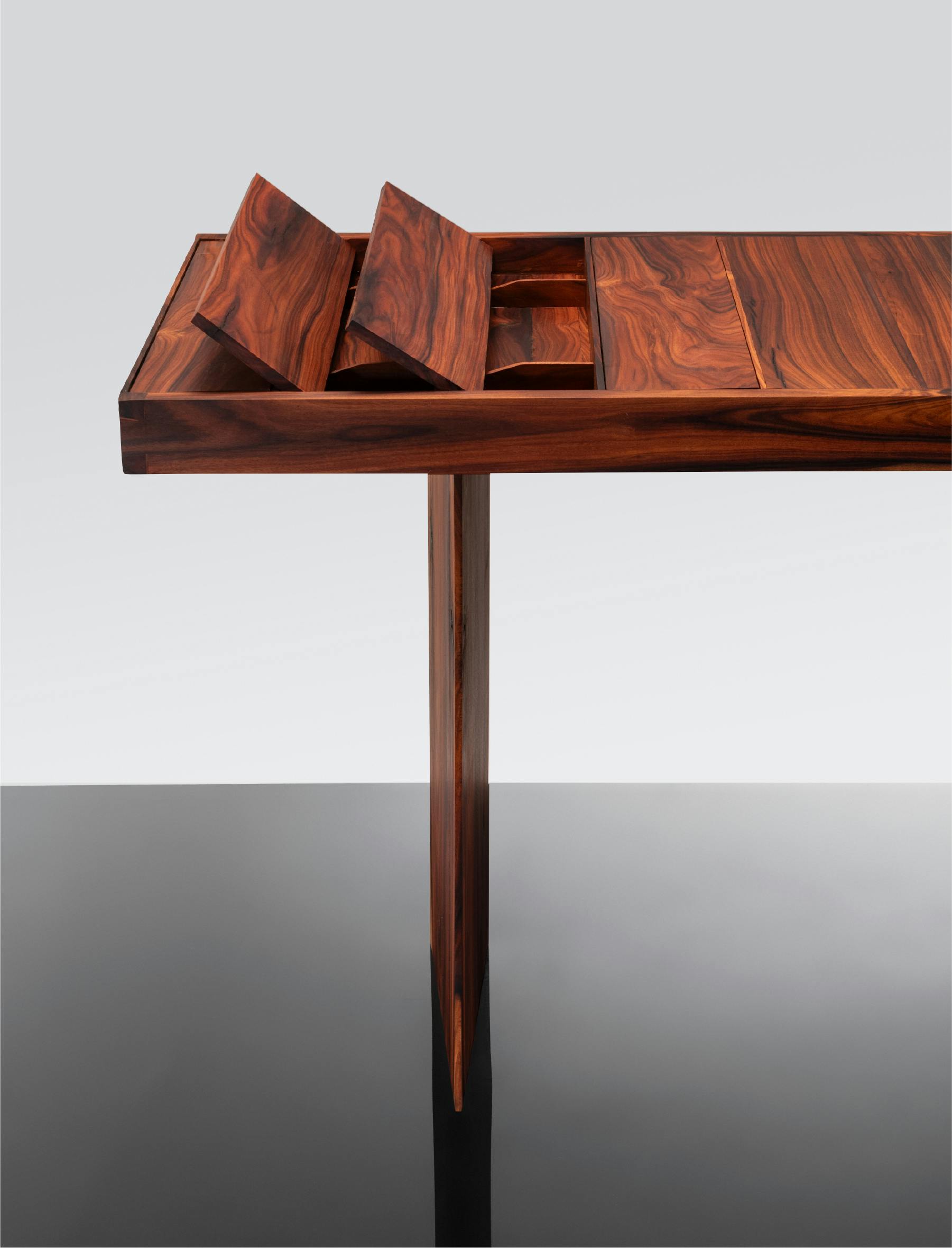 Brazilian jacaranda wood desk by Vinicius Siega showcased at SP-Arte São Paulo