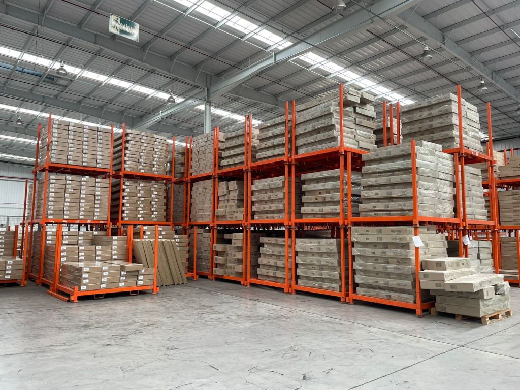 Flat pack furniture warehouse in Brazil prepared for international export and e-commerce distribution
