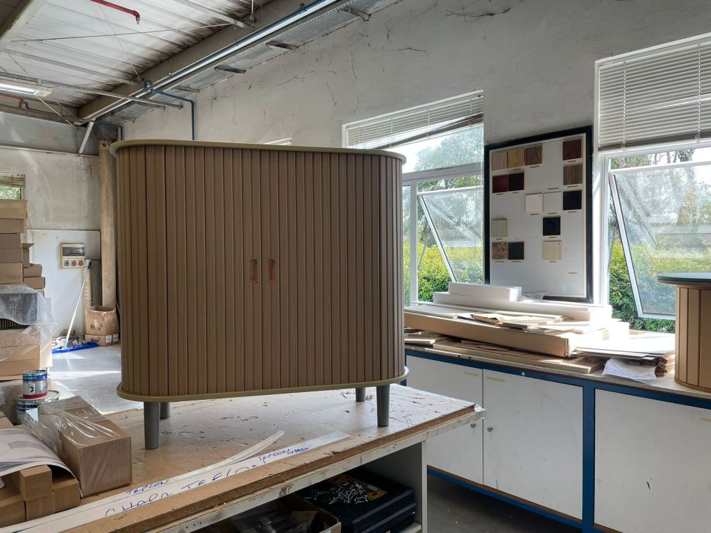 Furniture prototype in development inside Brazilian factory prototyping room